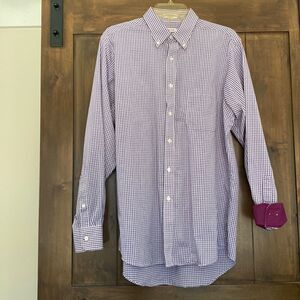 E921 Izod Men's Sz 16 34/35 Plaid Button up Shirt EUC Wrinkle Free Quick Dry